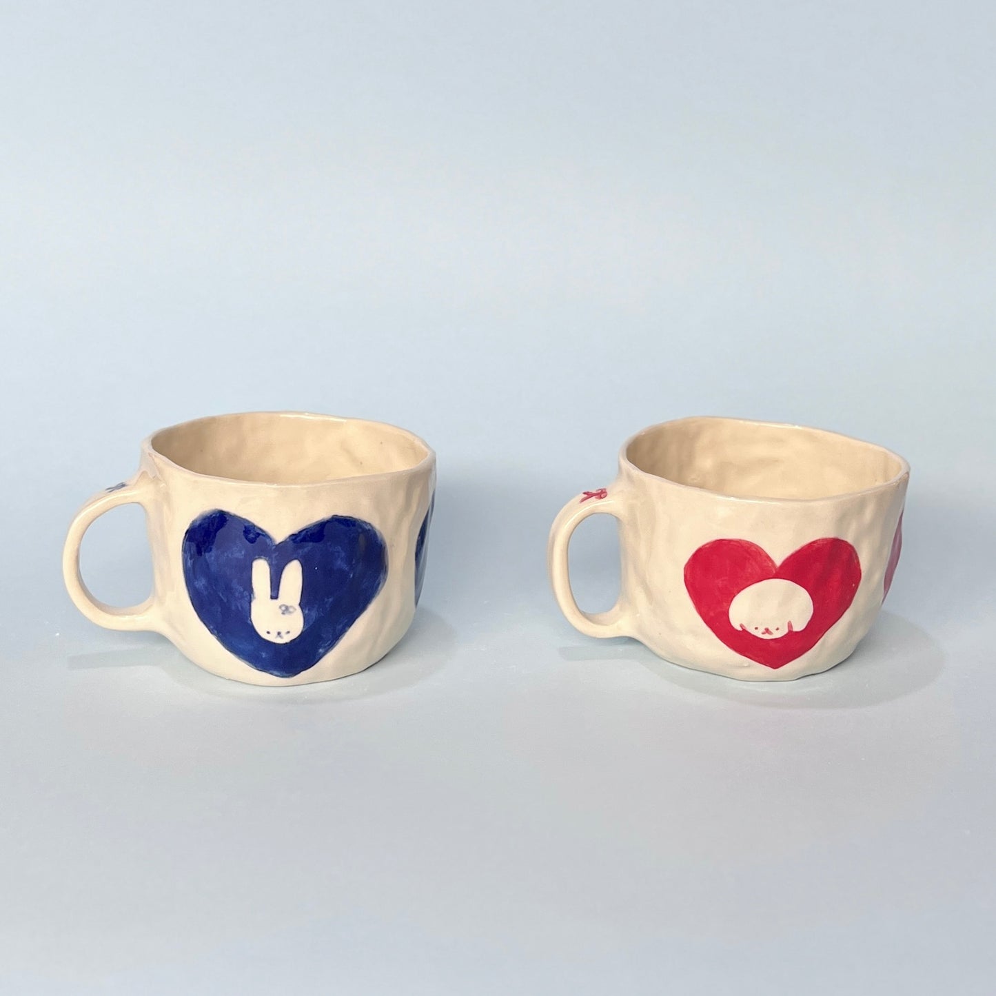 Blue and Red Heart Friends Mugs