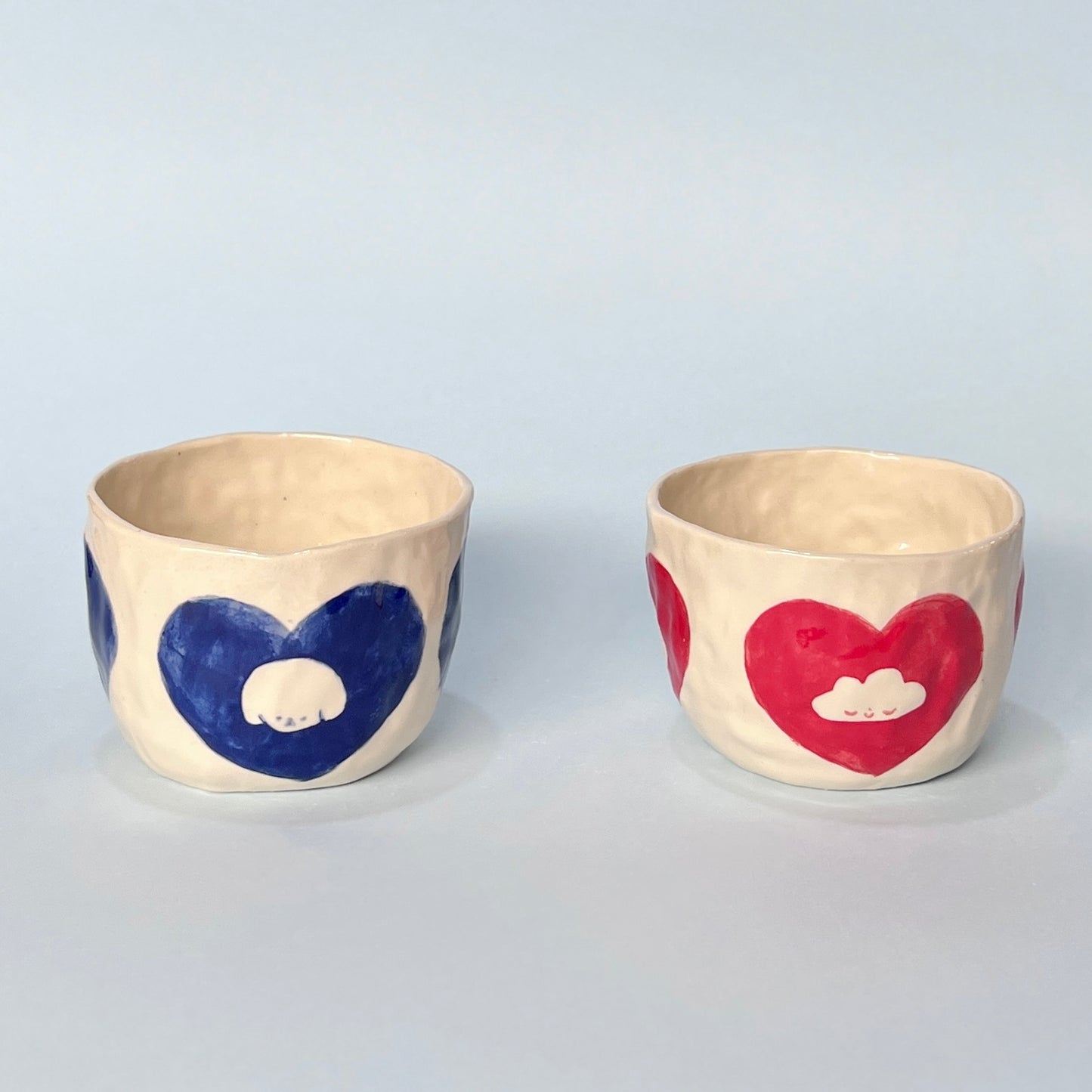 Blue and Red Heart Friends Mugs