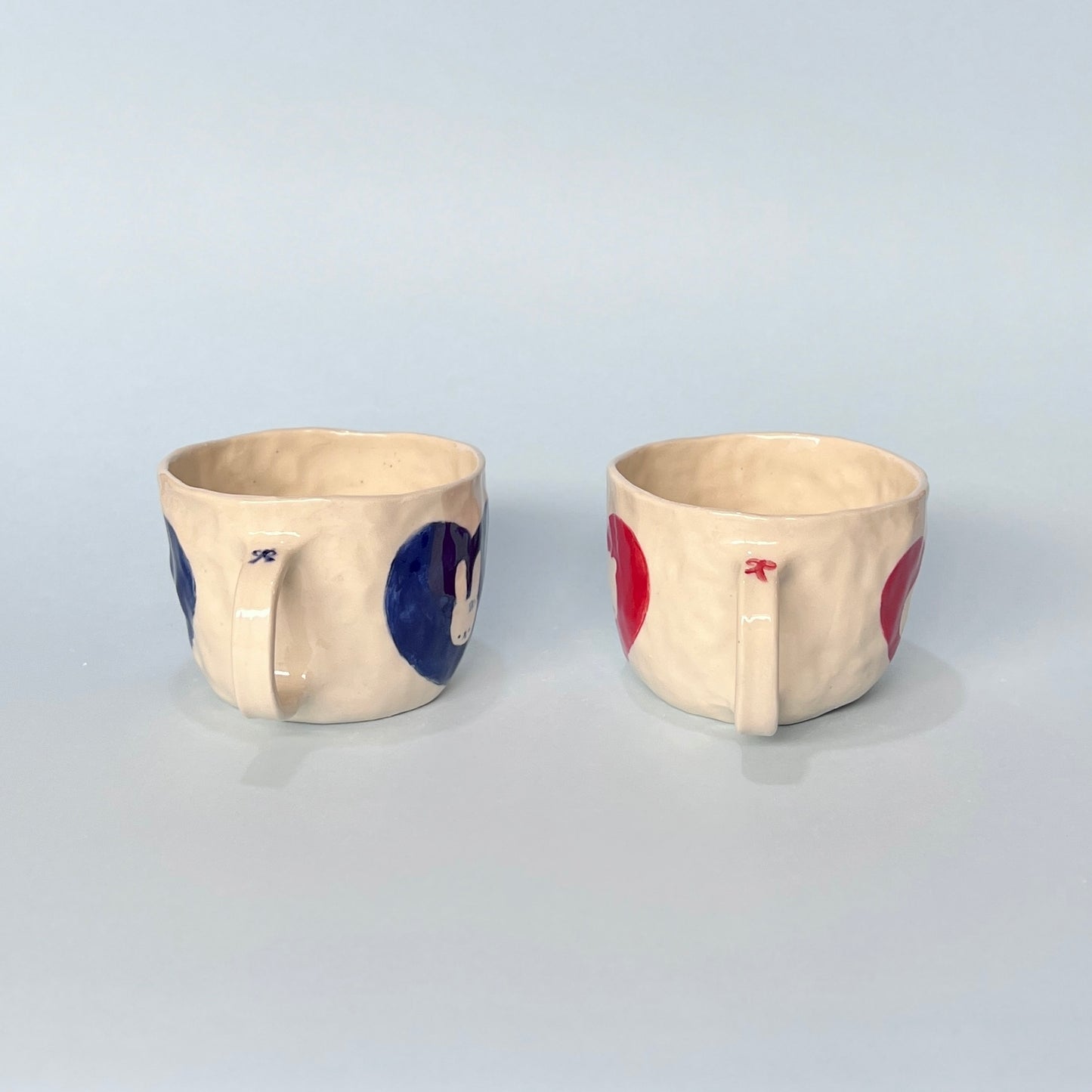 Blue and Red Heart Friends Mugs