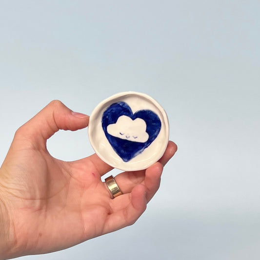 Blue Heart Cloudy Trinket Dish