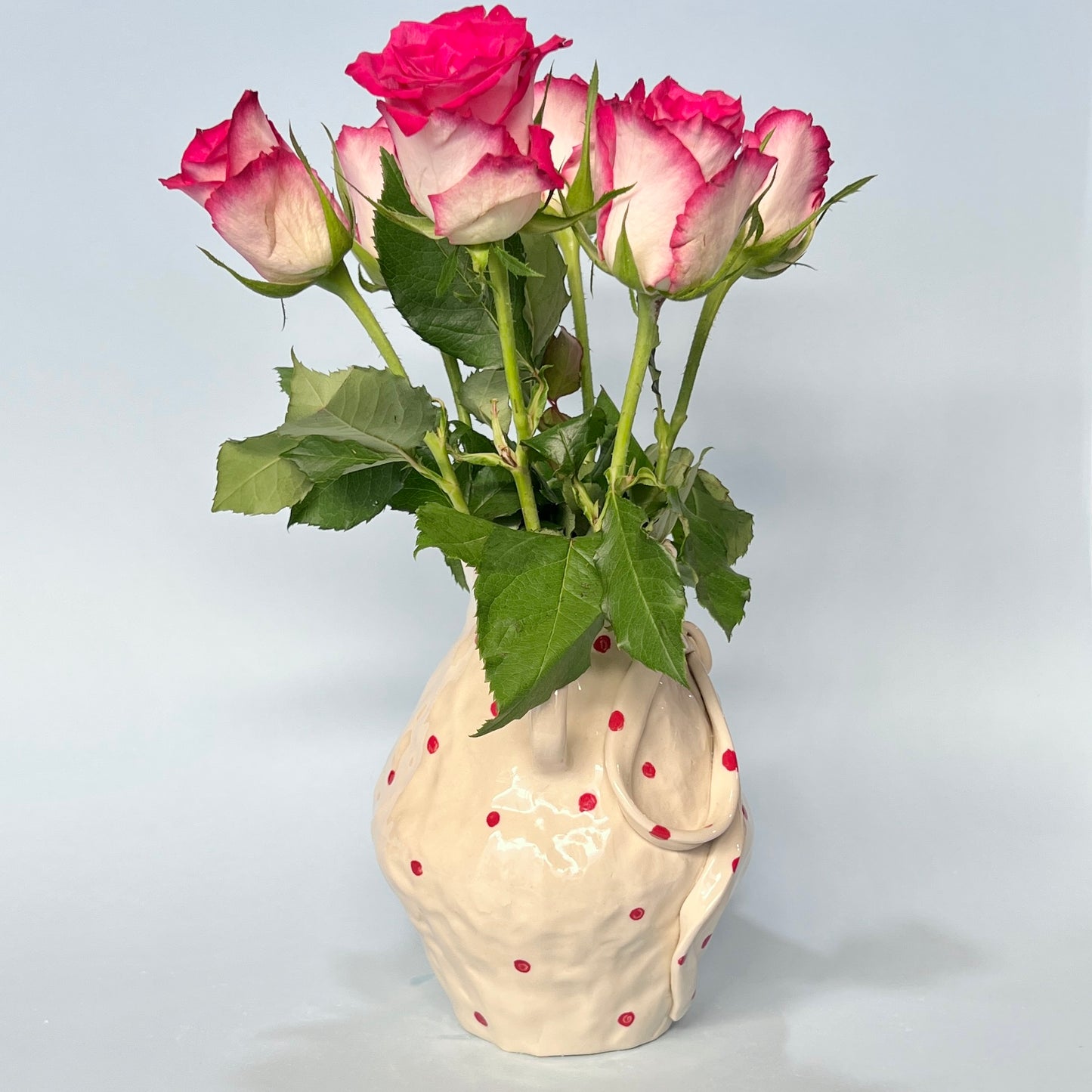 Red Spotty Ribbon Vase