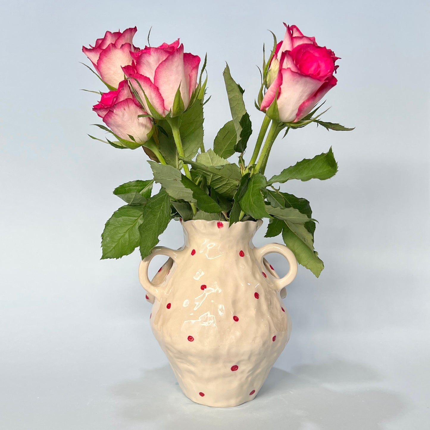 Red Spotty Ribbon Vase