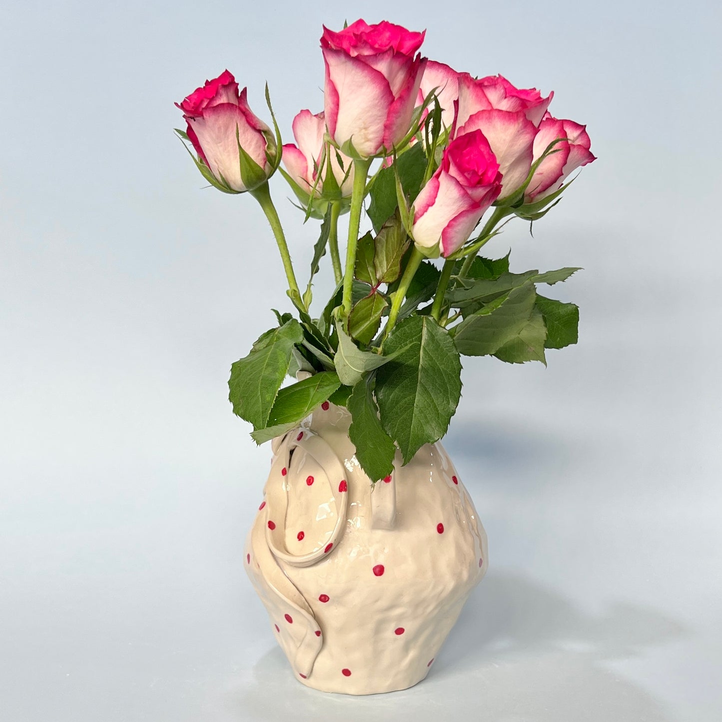 Red Spotty Ribbon Vase