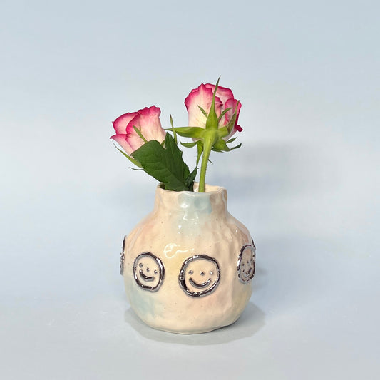 Chrome Smiley Vase