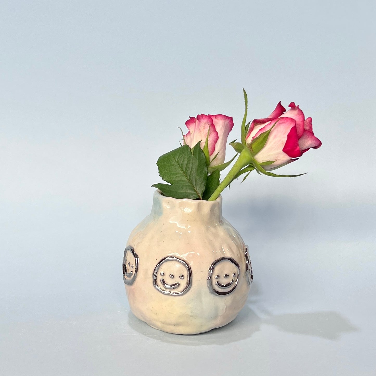 Chrome Smiley Vase