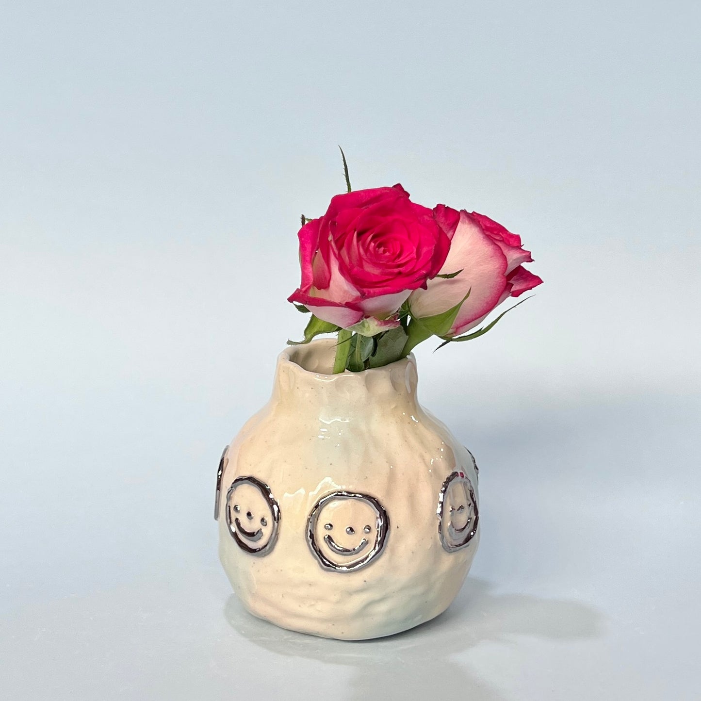 Chrome Smiley Vase