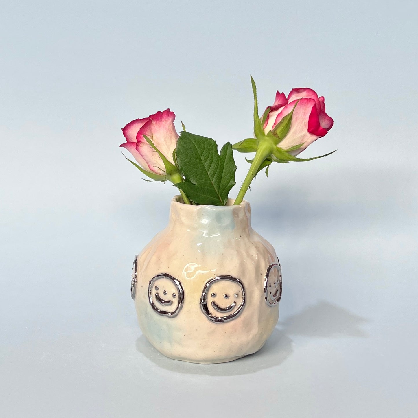 Chrome Smiley Vase