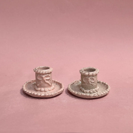 Pink Icing Candlestick Holders