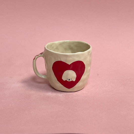 Bunny n Puppy in a Heart Mug