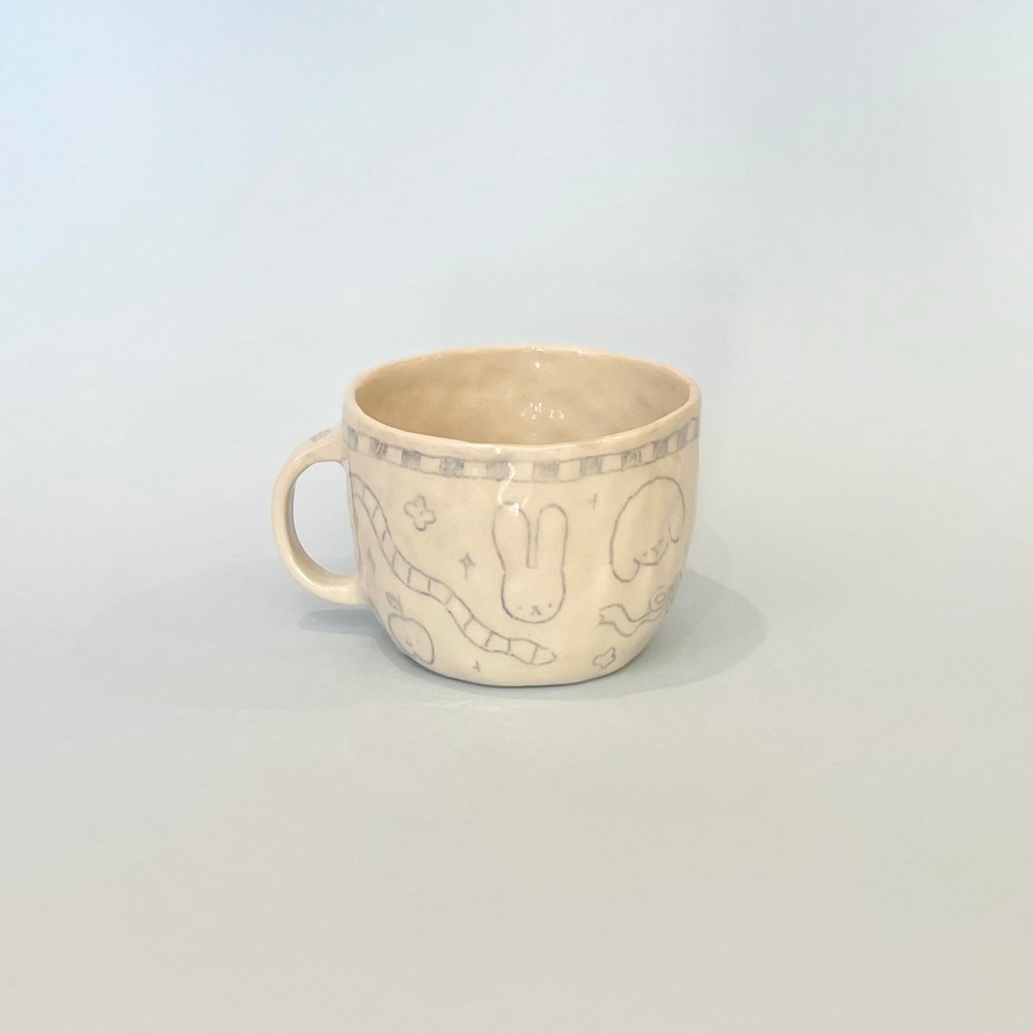 Pale Blue Checkerboard Scribble Mug
