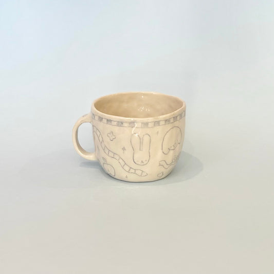 Pale Blue Checkerboard Scribble Mug