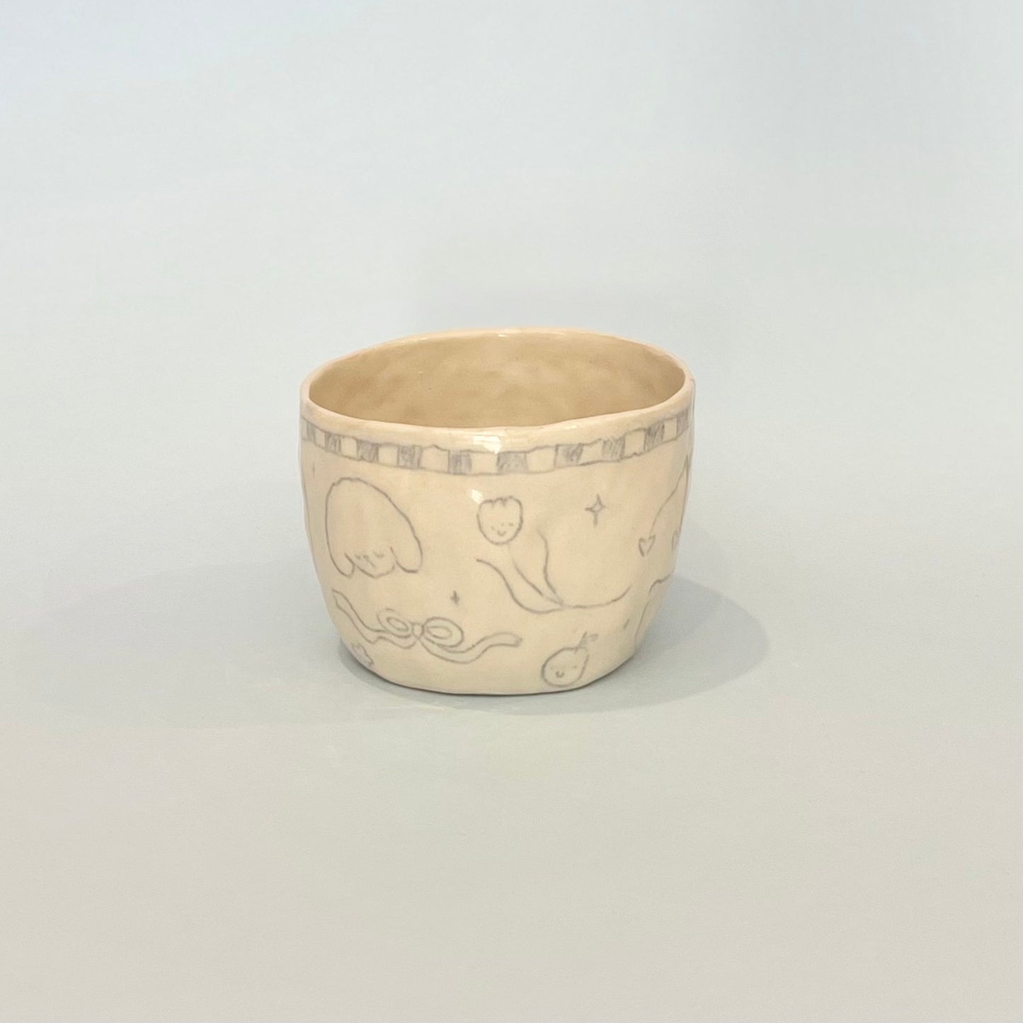 Pale Blue Checkerboard Scribble Mug