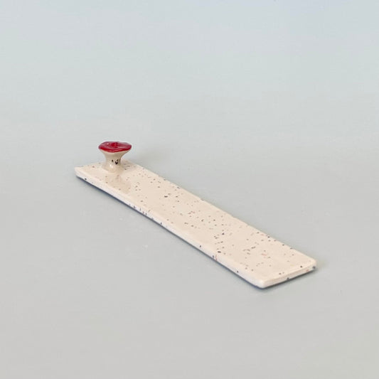Mushroom Long Incense Holder White Speckle