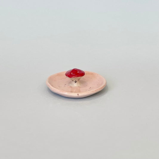 Mushroom Round Incense Holder Pink Speckle