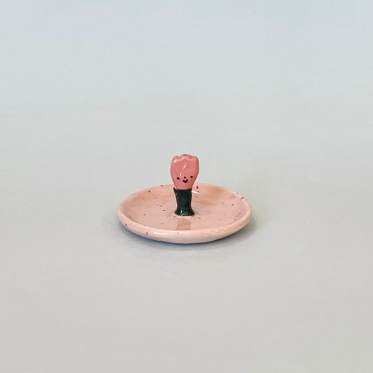 Tulip Round Incense Holder Pink Speckle