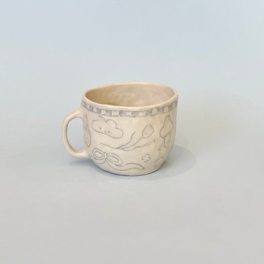 Pale Blue Checkerboard Scribble Mug 3
