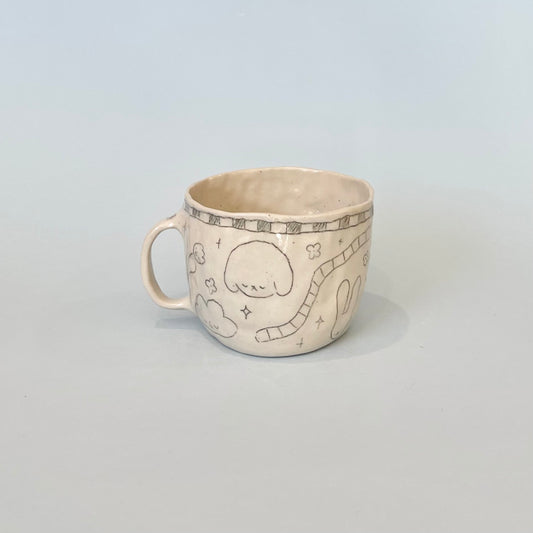 Black Checkerboard Scribble Mug
