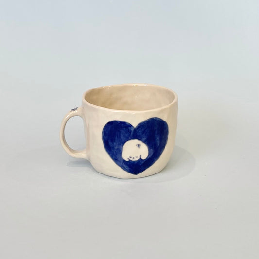 Navy Puppy and Cloud Heart Mug