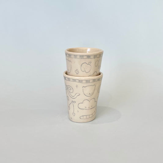 Pale Blue Checkerboard Latte Cups
