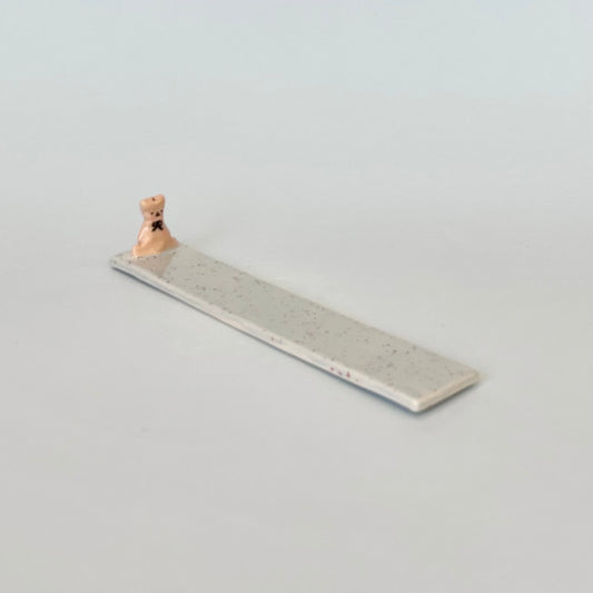 Teddy Long Incense Holder Blue Speckle