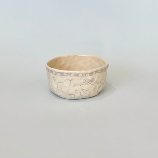 Pale Blue Checkerboard Pinchy Matcha Bowl