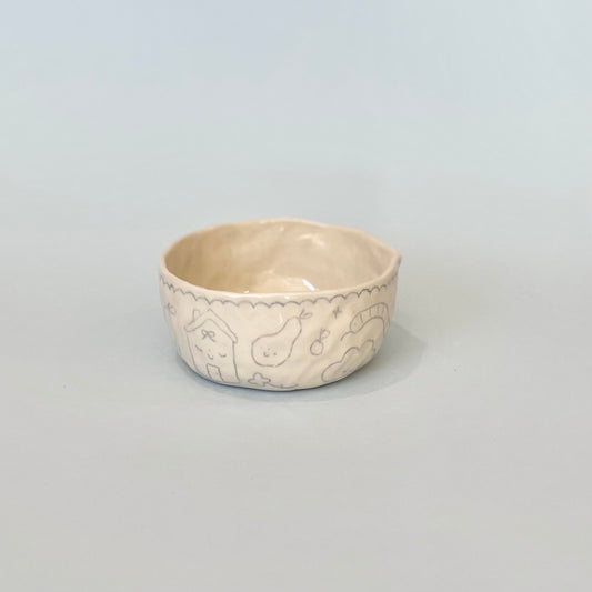 Pale Blue Scribble Pinchy Matcha Bowl