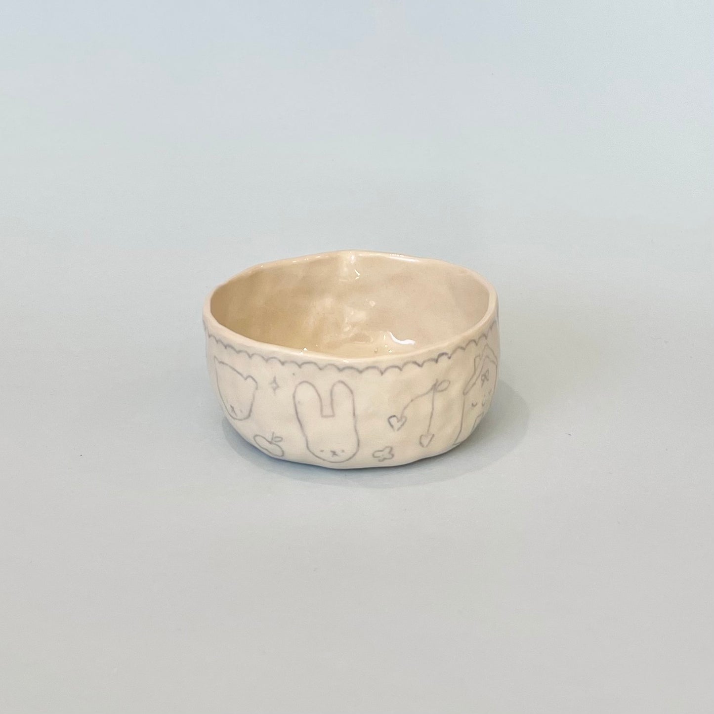 Pale Blue Scribble Pinchy Matcha Bowl