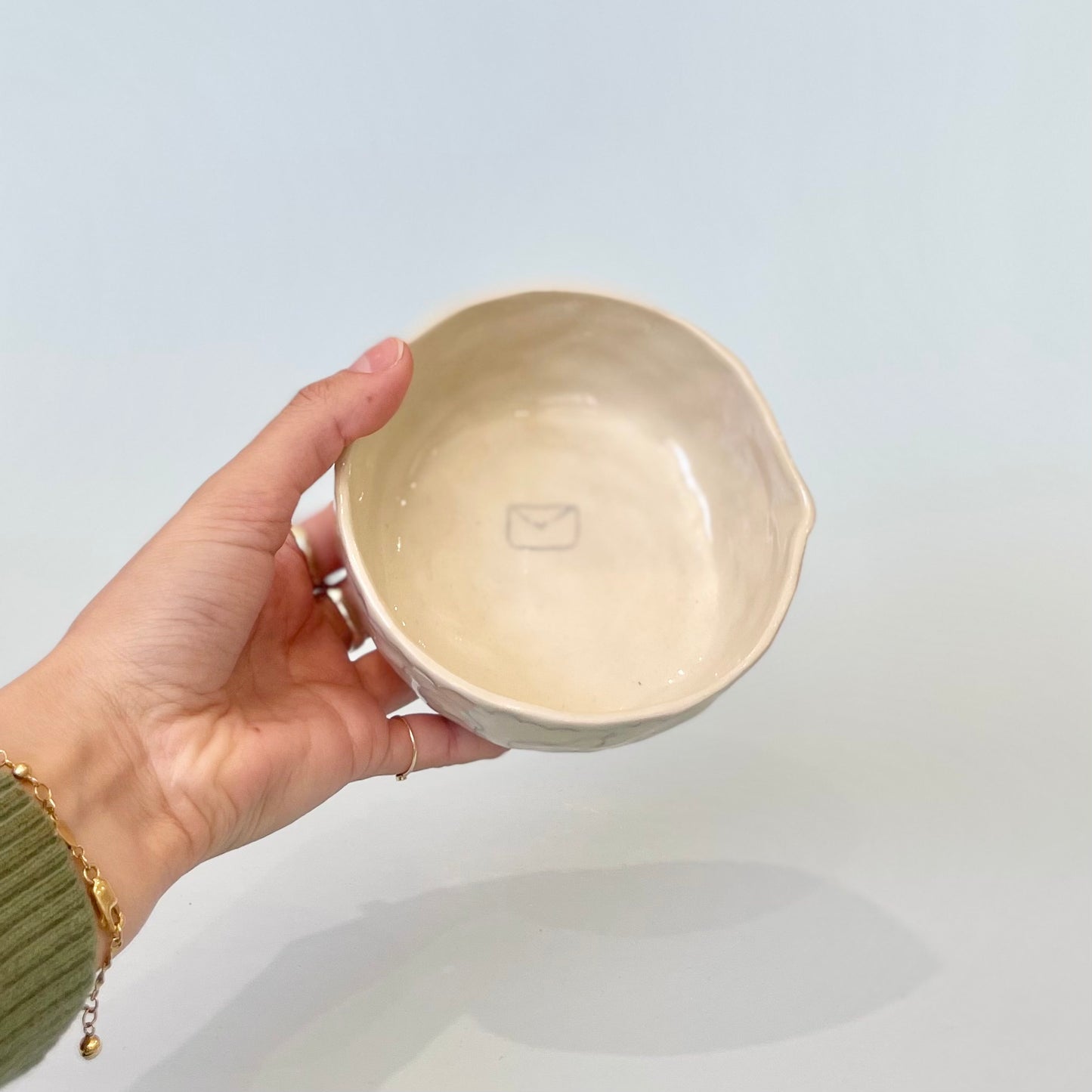 Pale Blue Scribble Pinchy Matcha Bowl