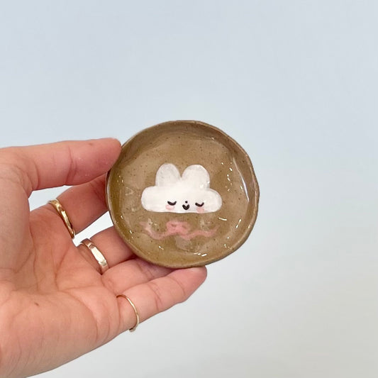 Cloud and Bow Brown Speckle Trinket Dish