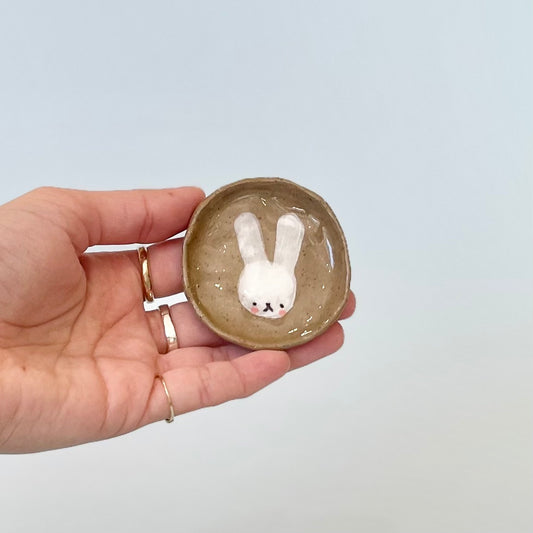 Bunny Brown Speckle Trinket Dish