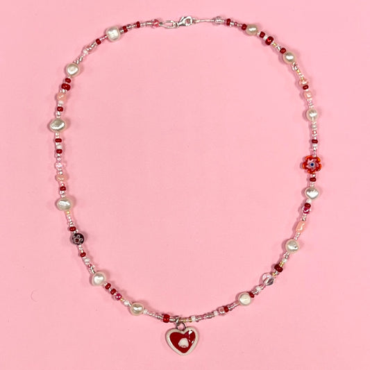 Puppy Red Heart Necklace