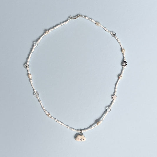 White Cloud with Bug Friend Necklace