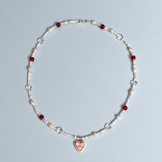 Red Cloudy Heart Necklace