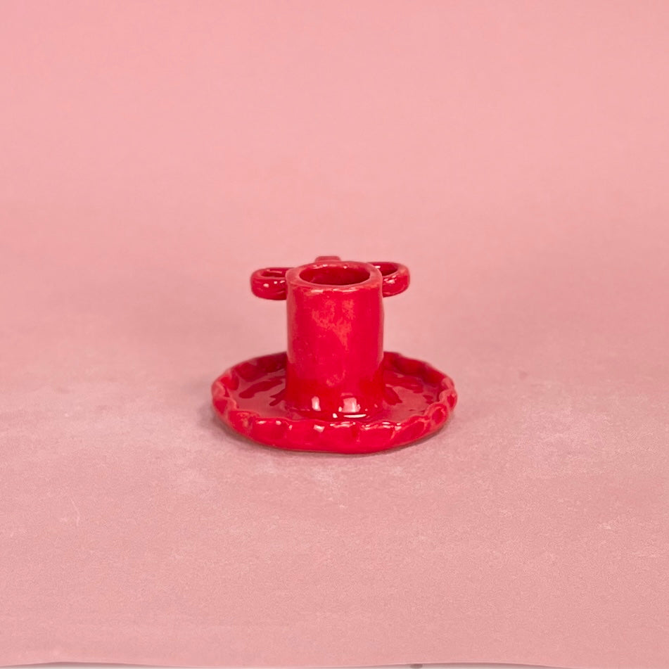 Red Bow Candlestick Holder