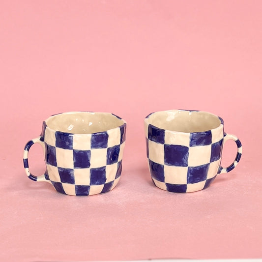 Navy Checkerboard Mug