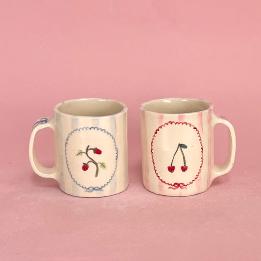 Strawberry and Cherry Fields Mugs