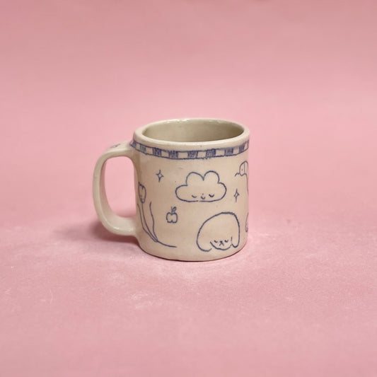 Checkerboard Scribble Short Mug