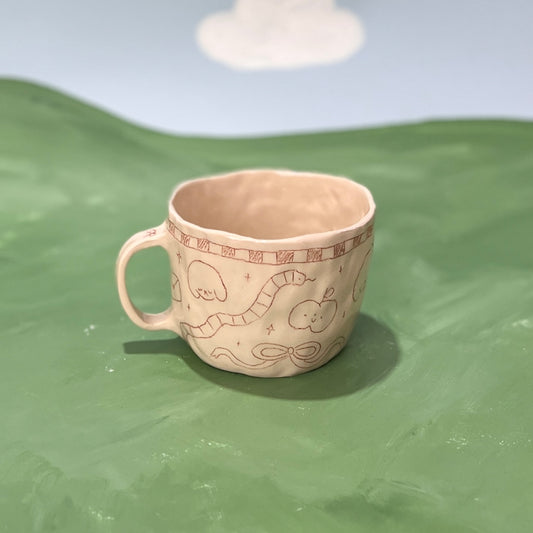 Checkerboard Scribble Mug - Brown
