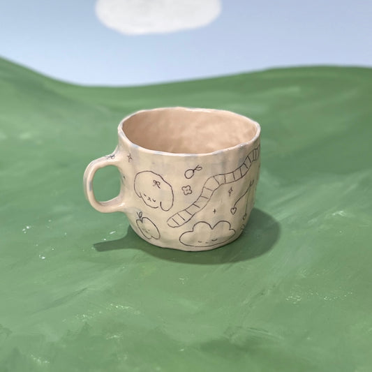 Baby Blue Gingham Scribble Mug