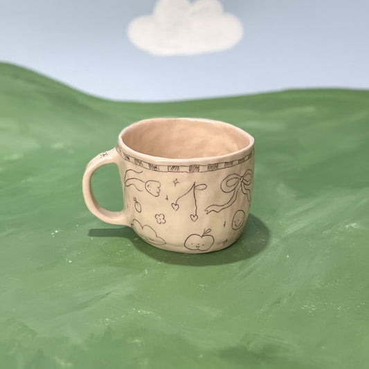 Checkerboard Scribble Mug - Black