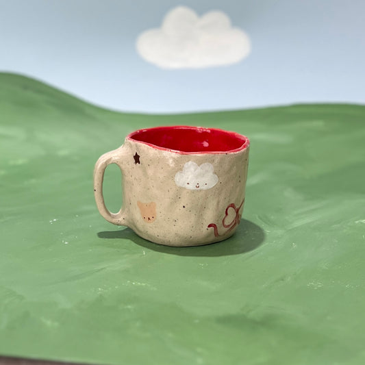Small Red Patchwork Mug