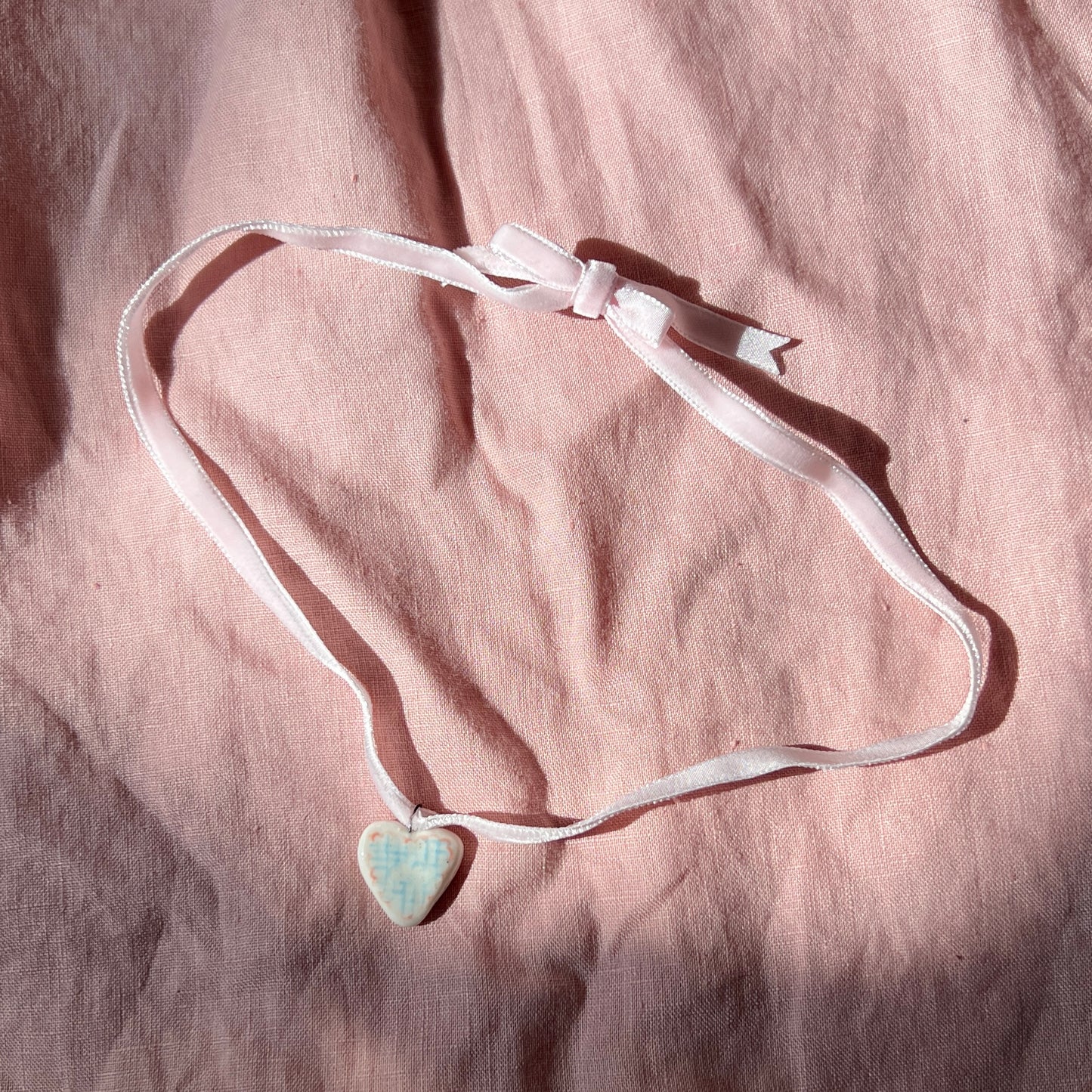 Cloudy Heart Velvet Ribbon Necklace