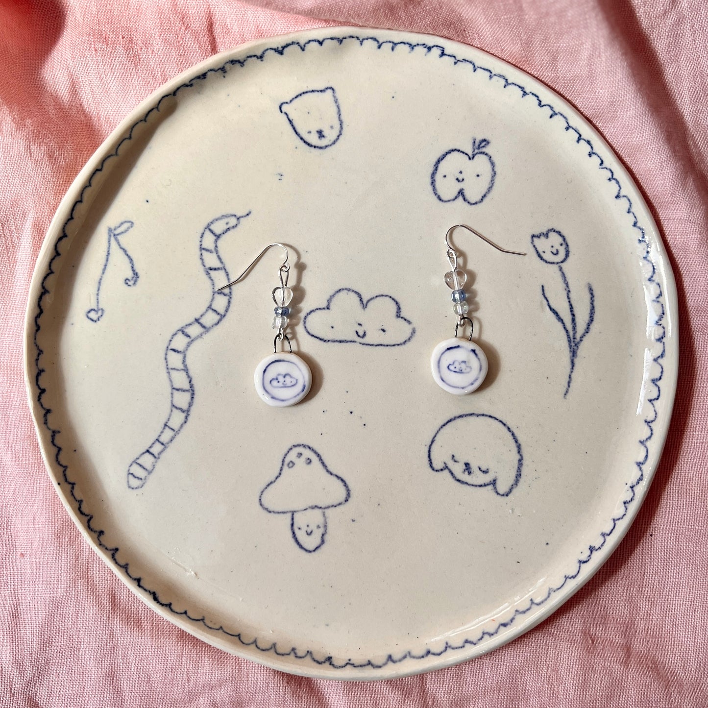 Blue and White Cloud Earrings