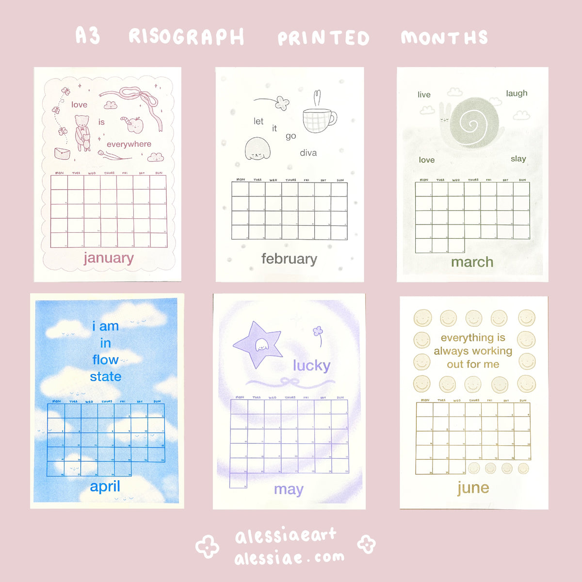 2027 Affirmations Risograph Calendar - A3